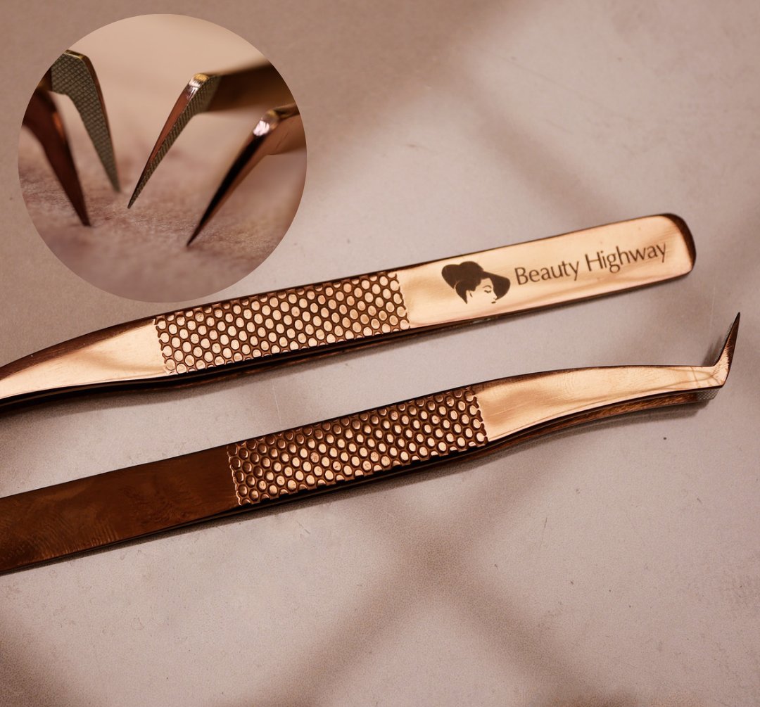 Pinzette für Wimpernverlängerung mit Grip