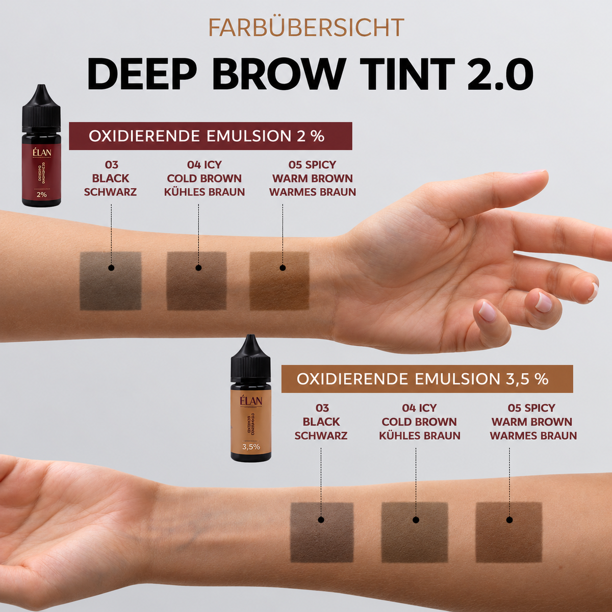 Elan Deep Brow Tint 2.0 05 SPICY warmes Braun Augenbrauen Farbe (20 ml)